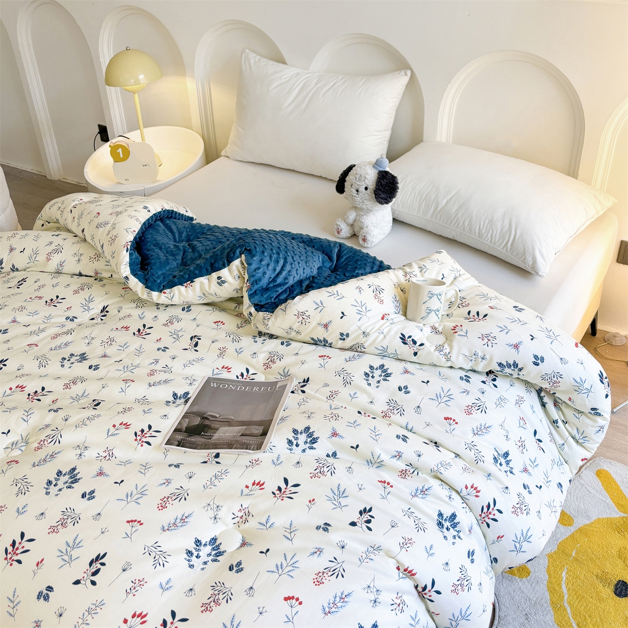 91家纺网 家纺一手货源 找家纺 小石头家纺 2025新款A类全棉纯棉印花豆豆绒大豆被冬被春秋被被子被芯 芳华风情