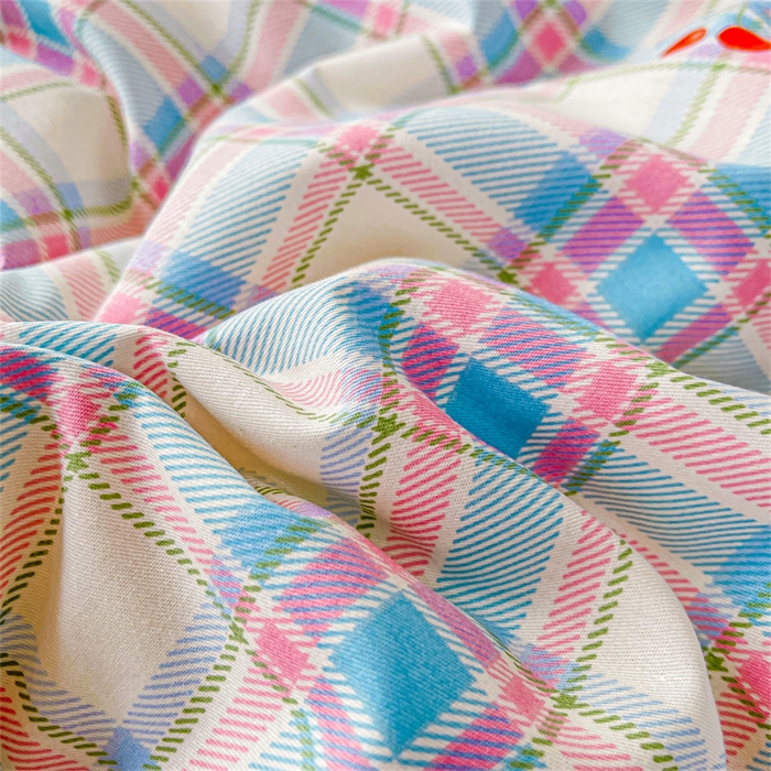 91家纺网 家纺一手货源 找家纺 小石头家纺 2025新款A类全棉纯棉印花豆豆绒大豆被冬被春秋被被子被芯 格子樱桃