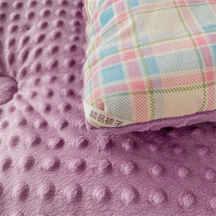 91家纺网 家纺一手货源 找家纺 小石头家纺 2025新款A类全棉纯棉印花豆豆绒大豆被冬被春秋被被子被芯 格子樱桃