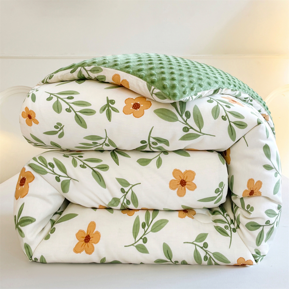 91家纺网 家纺一手货源 找家纺 小石头家纺 2025新款A类全棉纯棉印花豆豆绒大豆被冬被春秋被被子被芯 花颜悦色