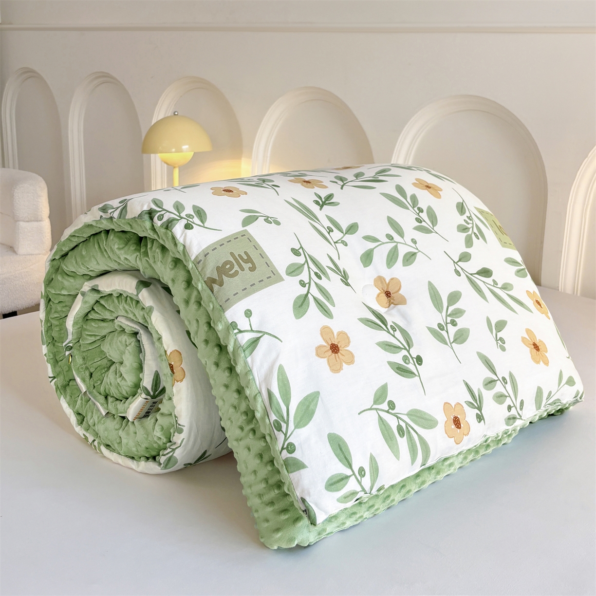 91家纺网 家纺一手货源 找家纺 小石头家纺 2025新款A类全棉纯棉印花豆豆绒大豆被冬被春秋被被子被芯 花颜悦色