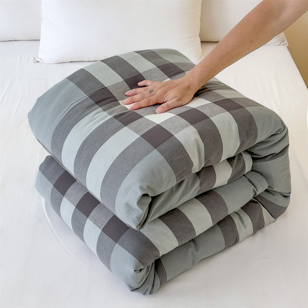 凌云家纺 2025新款A类可拆洗全棉大豆被子全棉纯棉单人学生宿舍加厚保暖冬被春秋被芯棉被 高远-灰