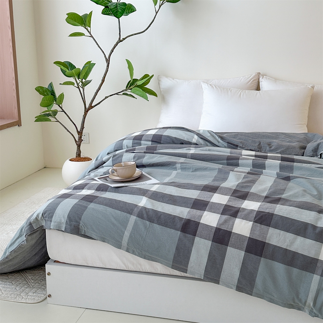 91家纺网 家纺一手货源 找家纺 凌云家纺 2025新款A类可拆洗全棉大豆被子全棉纯棉单人学生宿舍加厚保暖冬被春秋被芯棉被 高远-灰