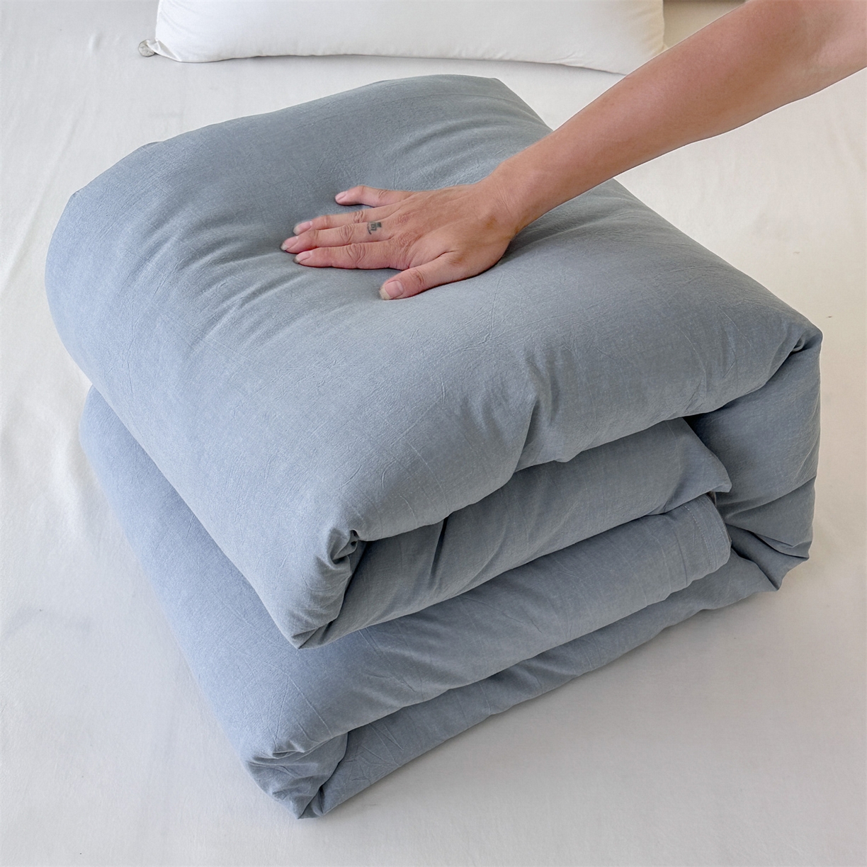 凌云家纺 2025新款A类可拆洗全棉大豆被子全棉纯棉单人学生宿舍加厚保暖冬被春秋被芯棉被 蓝+灰