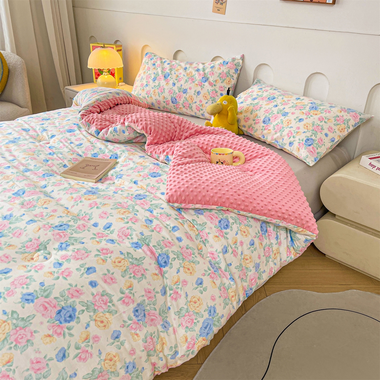 91家纺网 家纺一手货源 找家纺 小石头家纺 2025新款A类全棉纯棉印花豆豆绒大豆被冬被春秋被被子被芯 兰若幽香