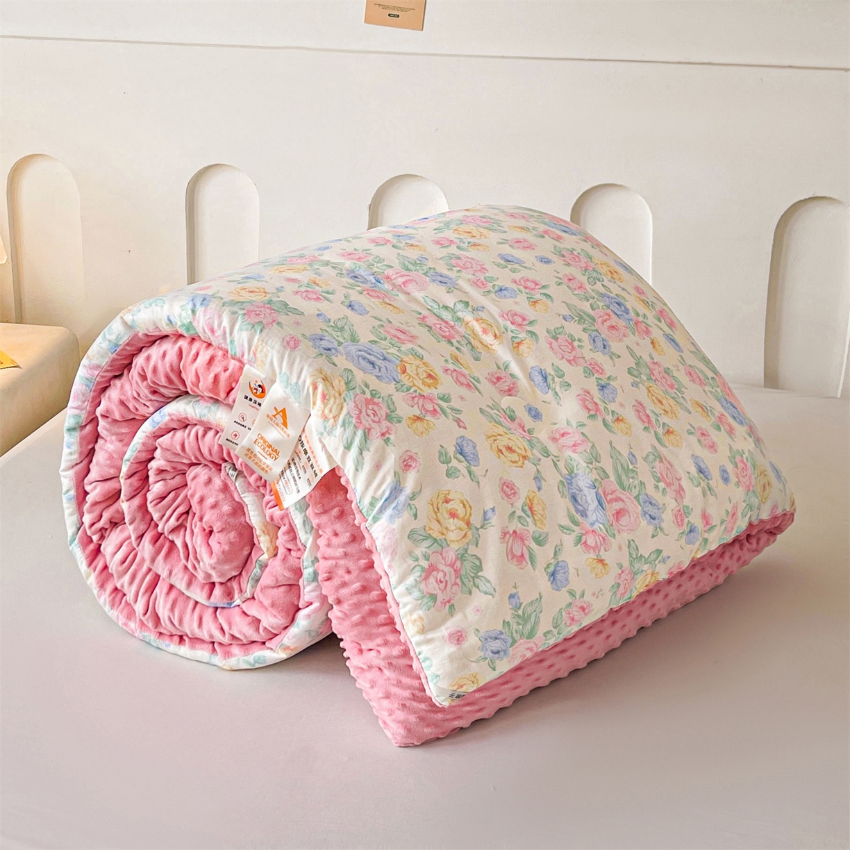 91家纺网 家纺一手货源 找家纺 小石头家纺 2025新款A类全棉纯棉印花豆豆绒大豆被冬被春秋被被子被芯 兰若幽香