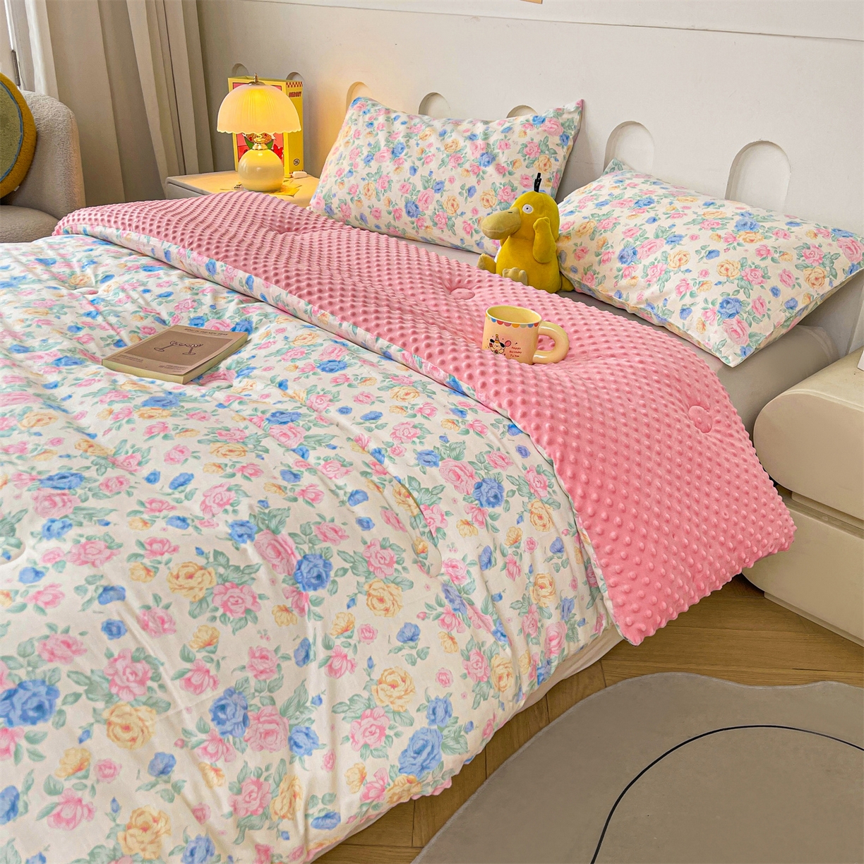 91家纺网 家纺一手货源 找家纺 小石头家纺 2025新款A类全棉纯棉印花豆豆绒大豆被冬被春秋被被子被芯 兰若幽香