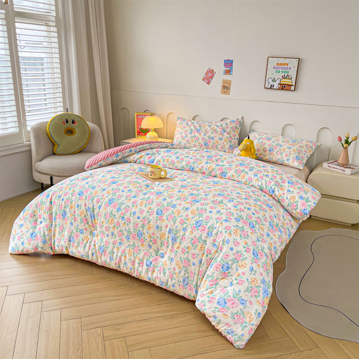 91家纺网 家纺一手货源 找家纺 小石头家纺 2025新款A类全棉纯棉印花豆豆绒大豆被冬被春秋被被子被芯 兰若幽香