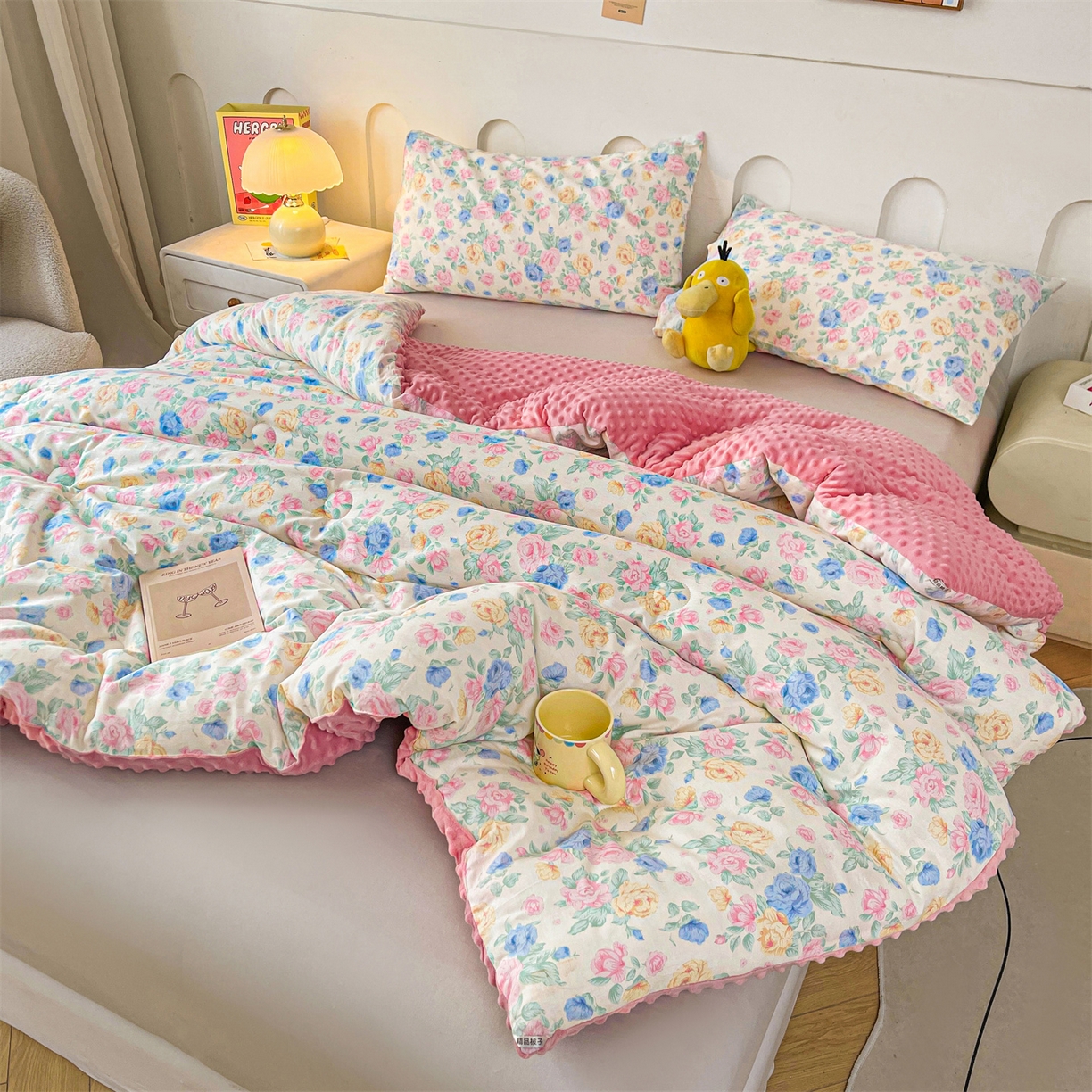 91家纺网 家纺一手货源 找家纺 小石头家纺 2025新款A类全棉纯棉印花豆豆绒大豆被冬被春秋被被子被芯 兰若幽香