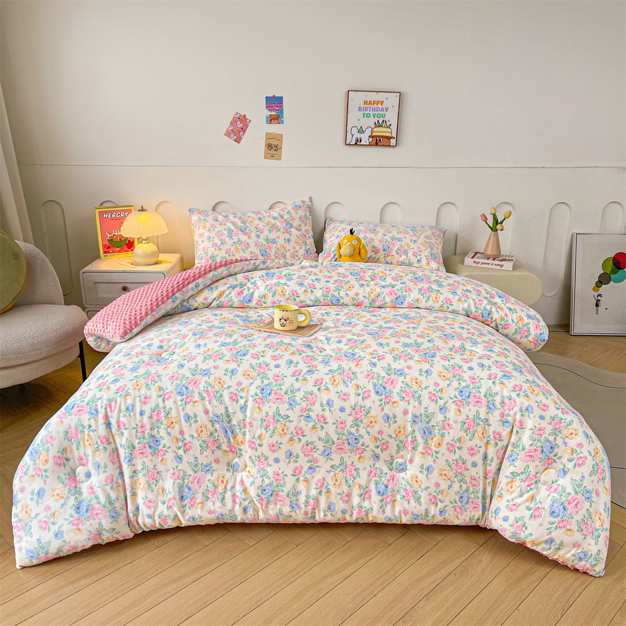 91家纺网 家纺一手货源 找家纺 小石头家纺 2025新款A类全棉纯棉印花豆豆绒大豆被冬被春秋被被子被芯 兰若幽香