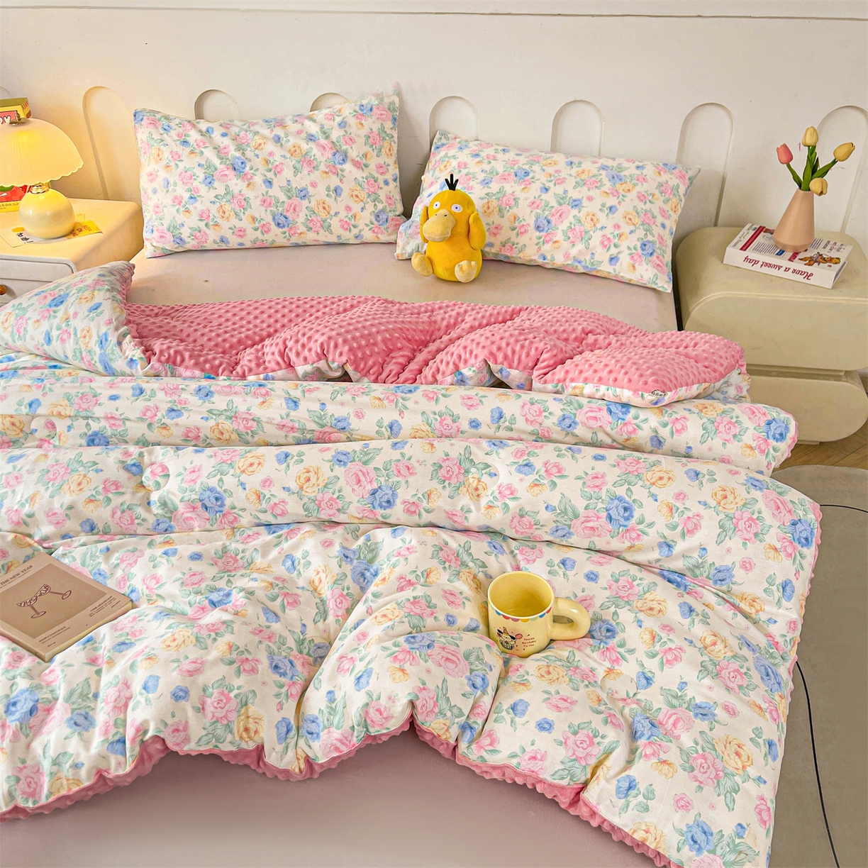 91家纺网 家纺一手货源 找家纺 小石头家纺 2025新款A类全棉纯棉印花豆豆绒大豆被冬被春秋被被子被芯 兰若幽香