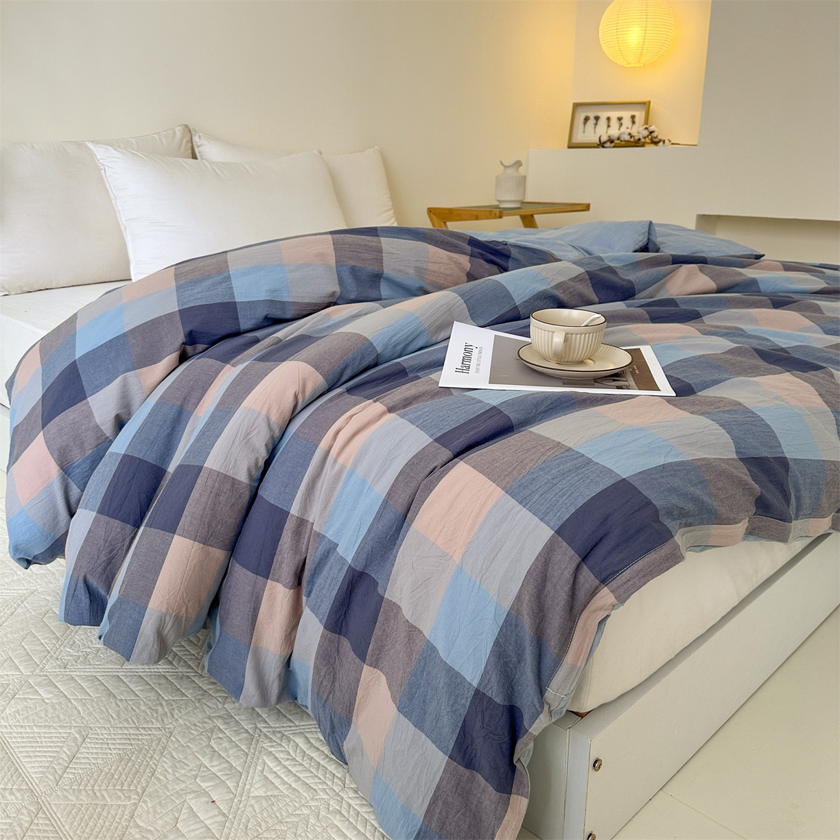 91家纺网 家纺一手货源 找家纺 凌云家纺 2025新款A类可拆洗全棉大豆被子全棉纯棉单人学生宿舍加厚保暖冬被春秋被芯棉被 凌云-蓝