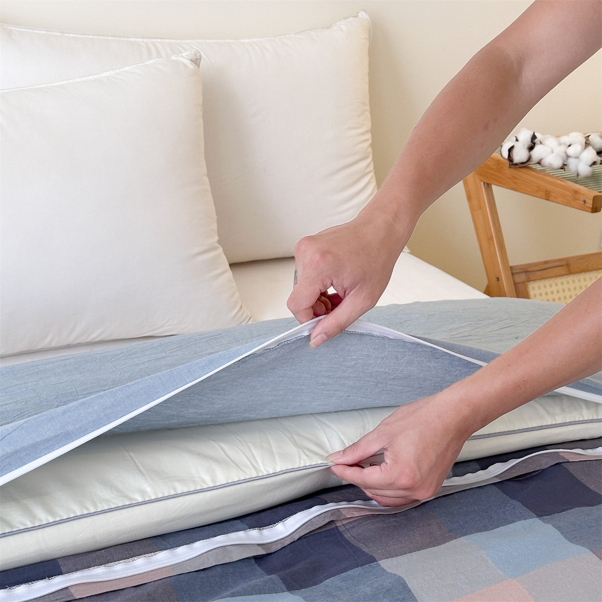 91家纺网 家纺一手货源 找家纺 凌云家纺 2025新款A类可拆洗全棉大豆被子全棉纯棉单人学生宿舍加厚保暖冬被春秋被芯棉被 凌云-蓝