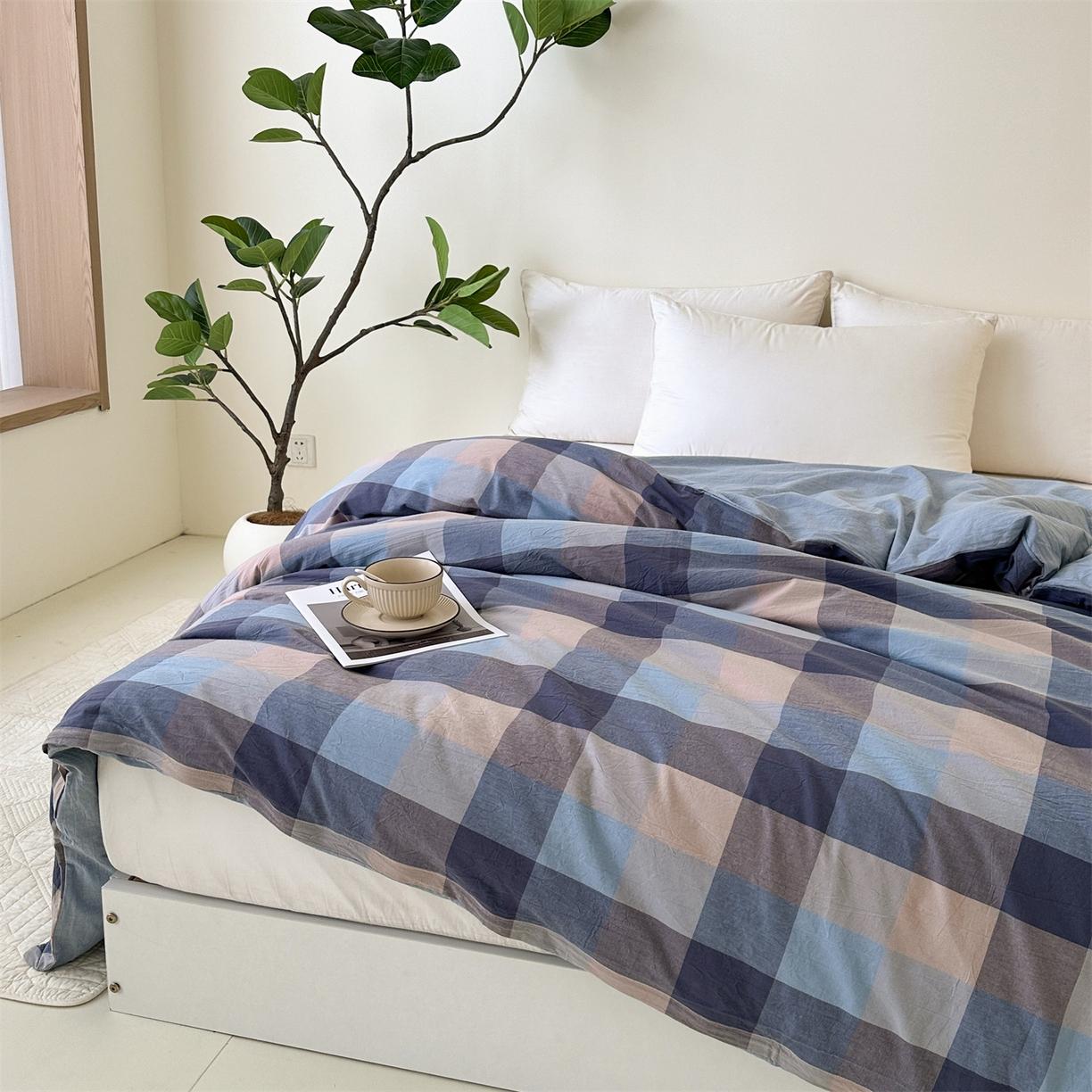 91家纺网 家纺一手货源 找家纺 凌云家纺 2025新款A类可拆洗全棉大豆被子全棉纯棉单人学生宿舍加厚保暖冬被春秋被芯棉被 凌云-蓝