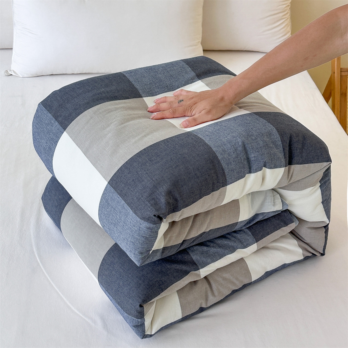 凌云家纺 2025新款A类可拆洗全棉大豆被子全棉纯棉单人学生宿舍加厚保暖冬被春秋被芯棉被 宁静-蓝