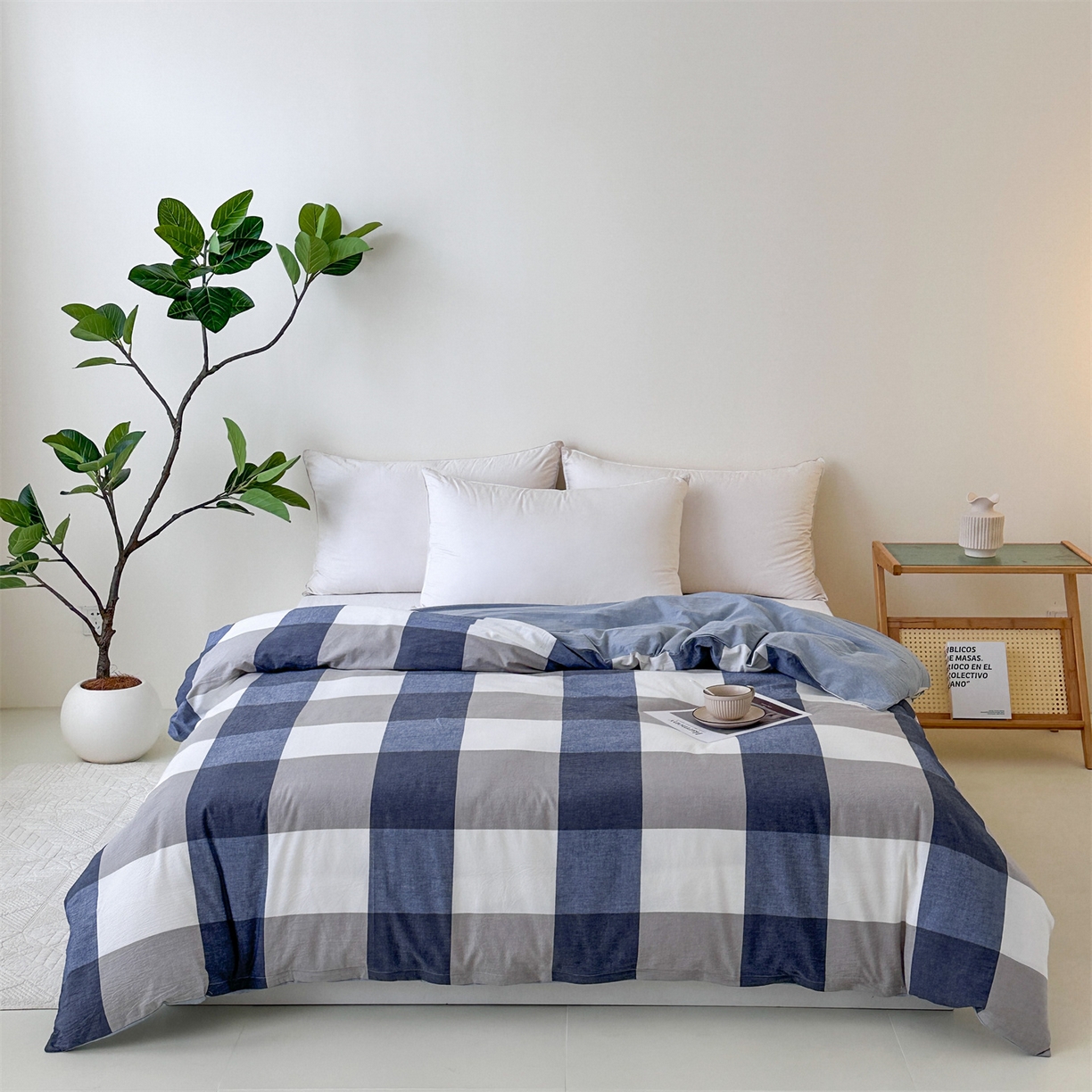 91家纺网 家纺一手货源 找家纺 凌云家纺 2025新款A类可拆洗全棉大豆被子全棉纯棉单人学生宿舍加厚保暖冬被春秋被芯棉被 宁静-蓝