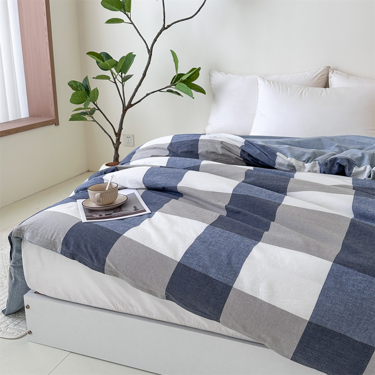 91家纺网 家纺一手货源 找家纺 凌云家纺 2025新款A类可拆洗全棉大豆被子全棉纯棉单人学生宿舍加厚保暖冬被春秋被芯棉被 宁静-蓝