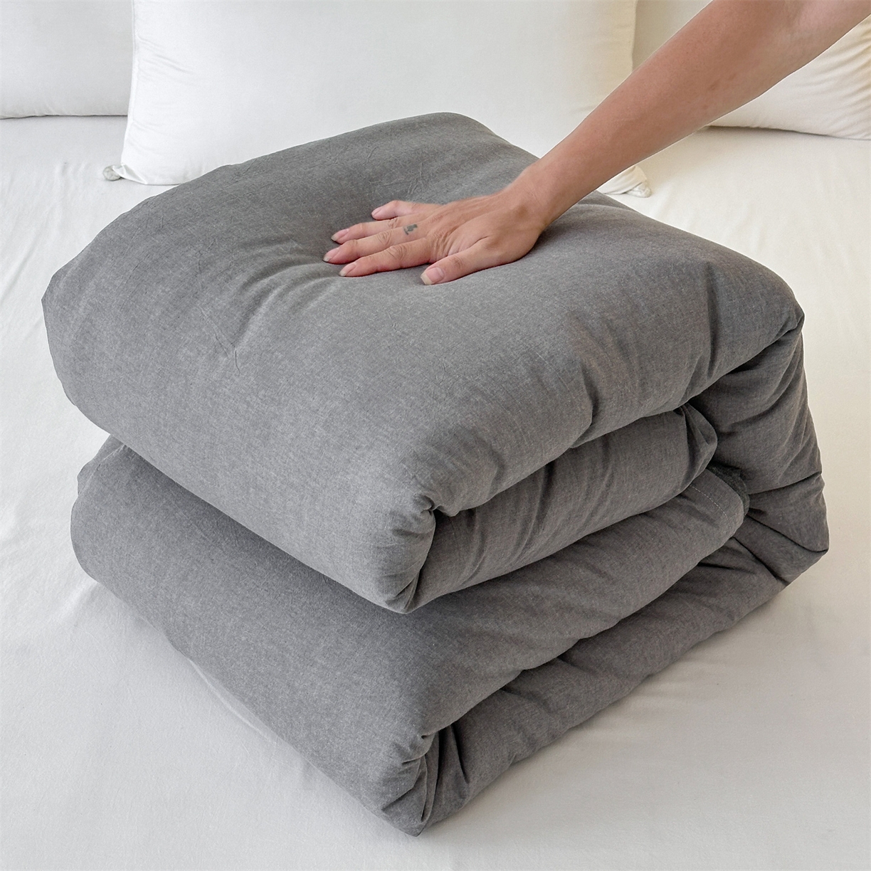 凌云家纺 2025新款A类可拆洗全棉大豆被子全棉纯棉单人学生宿舍加厚保暖冬被春秋被芯棉被 浅灰+深灰