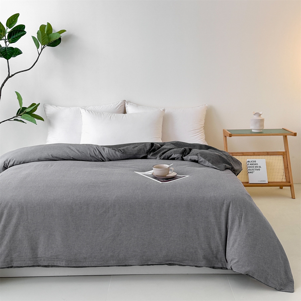 91家纺网 家纺一手货源 找家纺 凌云家纺 2025新款A类可拆洗全棉大豆被子全棉纯棉单人学生宿舍加厚保暖冬被春秋被芯棉被 浅灰+深灰