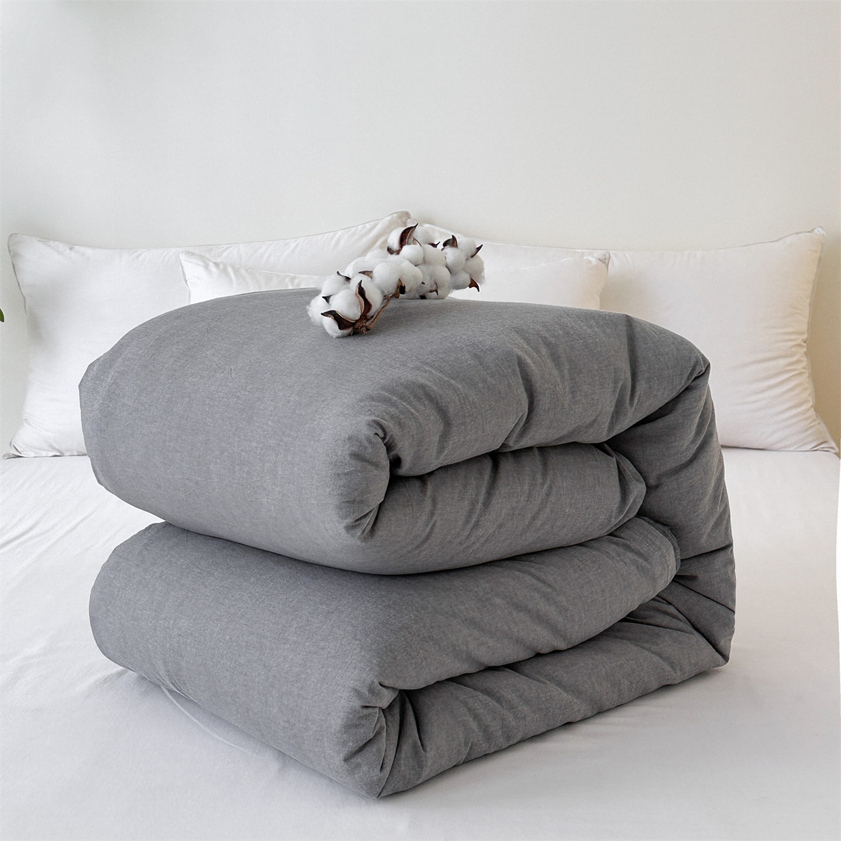 91家纺网 家纺一手货源 找家纺 凌云家纺 2025新款A类可拆洗全棉大豆被子全棉纯棉单人学生宿舍加厚保暖冬被春秋被芯棉被 浅灰+深灰