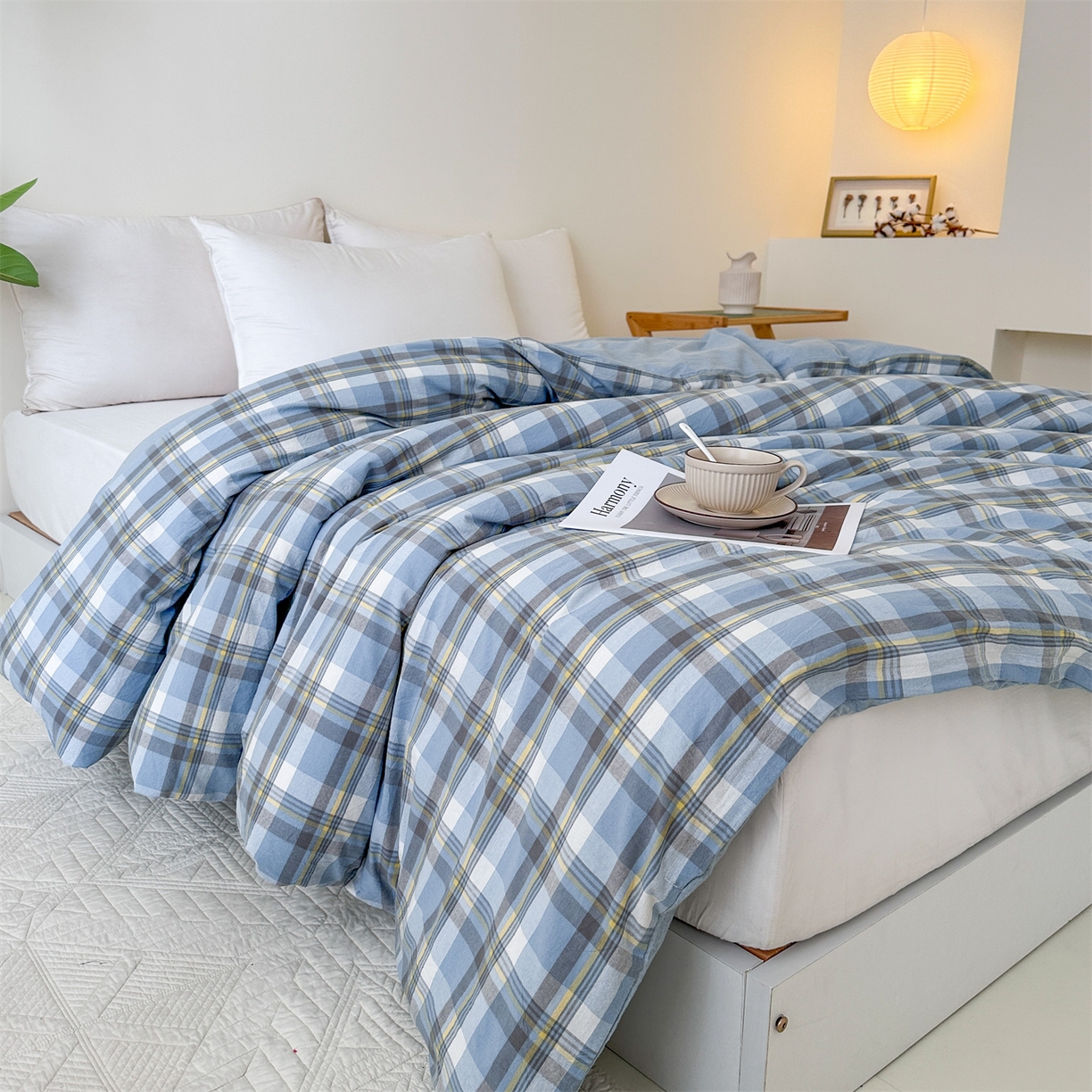 91家纺网 家纺一手货源 找家纺 凌云家纺 2025新款A类可拆洗全棉大豆被子全棉纯棉单人学生宿舍加厚保暖冬被春秋被芯棉被 秋禾-蓝