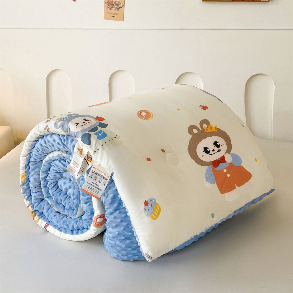 91家纺网 家纺一手货源 找家纺 小石头家纺 2025新款A类全棉纯棉印花豆豆绒大豆被冬被春秋被被子被芯 俏皮布布