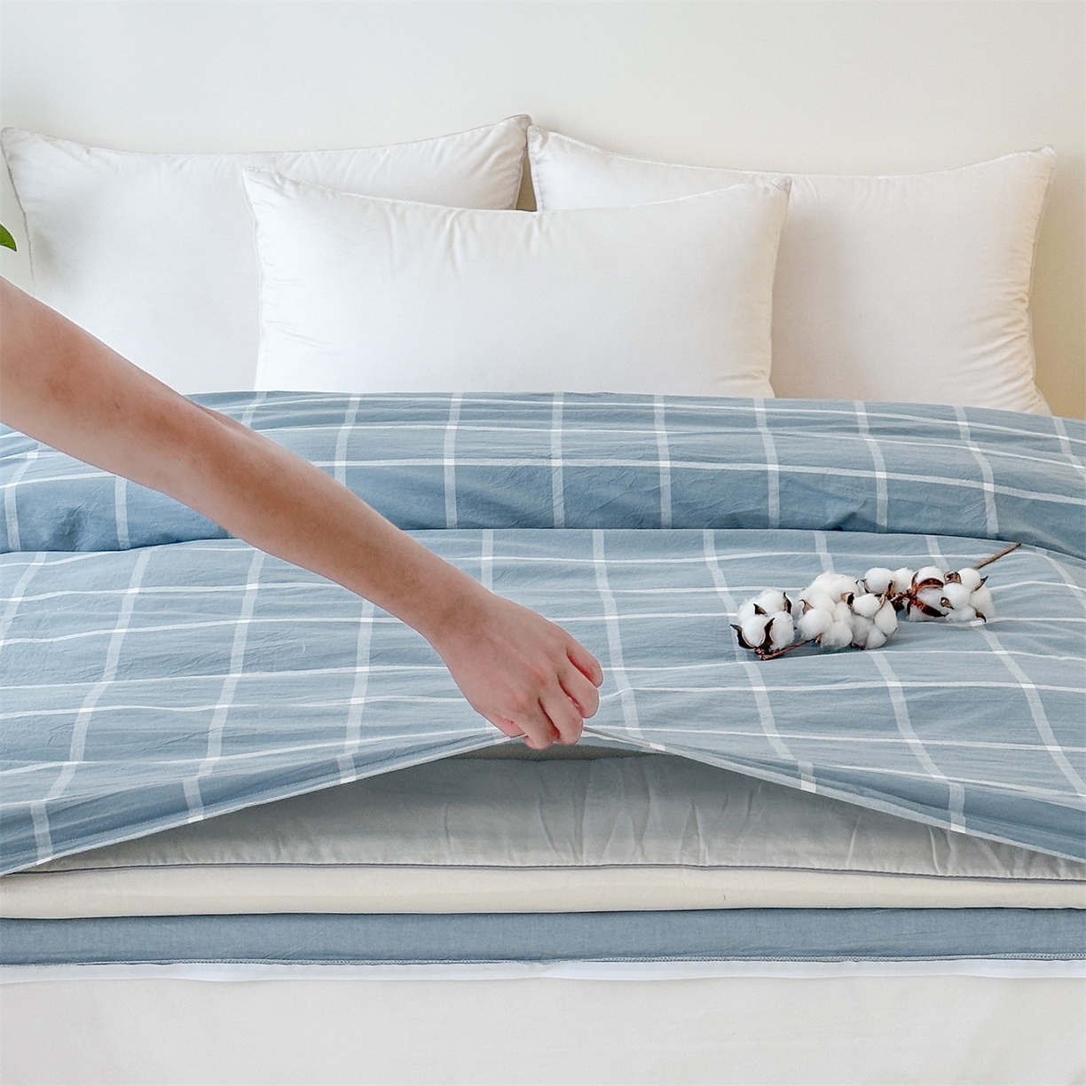 91家纺网 家纺一手货源 找家纺 凌云家纺 2025新款A类可拆洗全棉大豆被子全棉纯棉单人学生宿舍加厚保暖冬被春秋被芯棉被 壮志-兰