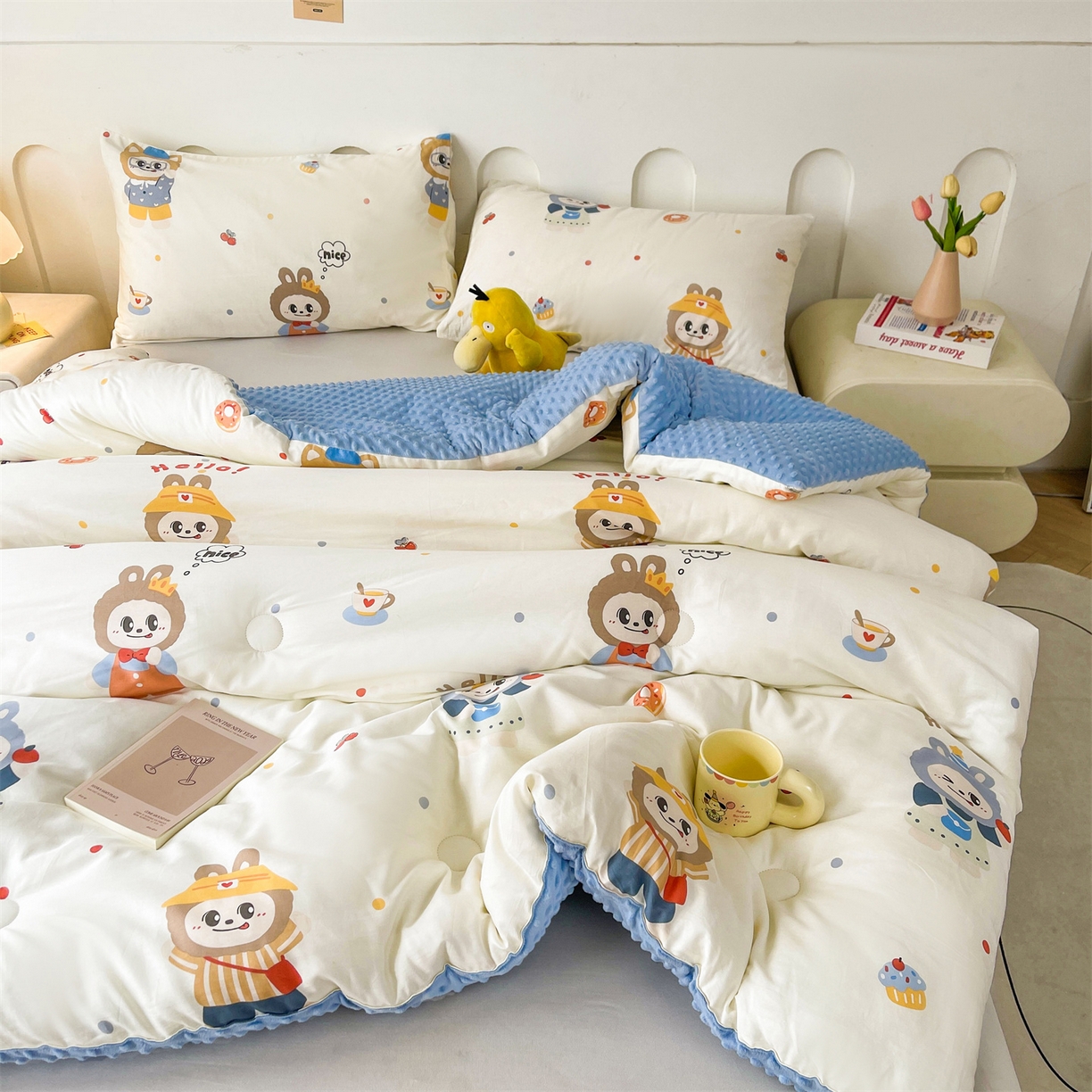 91家纺网 家纺一手货源 找家纺 小石头家纺 2025新款A类全棉纯棉印花豆豆绒大豆被冬被春秋被被子被芯 俏皮布布