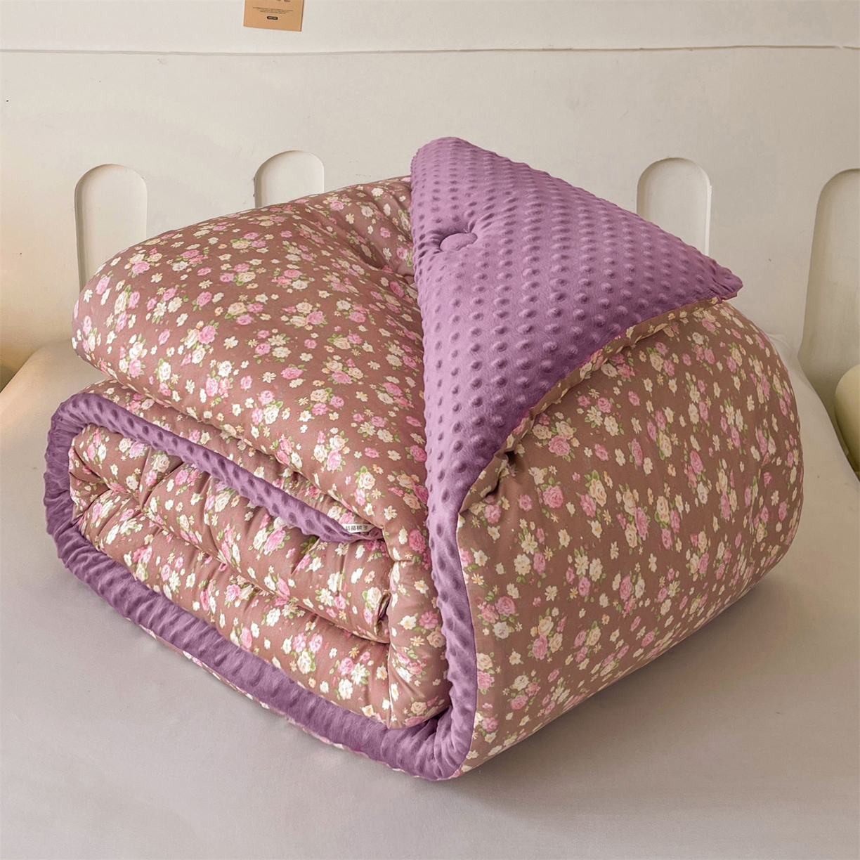 小石头家纺 2025新款A类全棉纯棉印花豆豆绒大豆被冬被春秋被被子被芯 群芳争艳