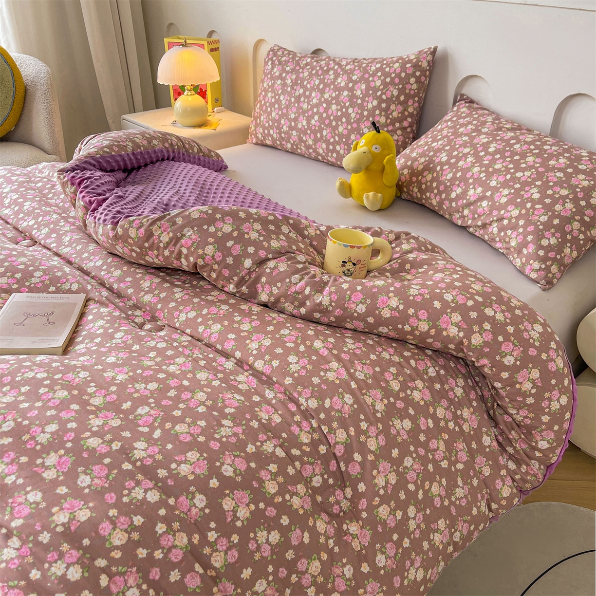 91家纺网 家纺一手货源 找家纺 小石头家纺 2025新款A类全棉纯棉印花豆豆绒大豆被冬被春秋被被子被芯 群芳争艳