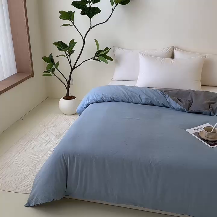 91家纺网 家纺一手货源 找家纺 凌云家纺 2025新款A类可拆洗全棉大豆被子全棉纯棉单人学生宿舍加厚保暖冬被春秋被芯棉被 蓝+灰