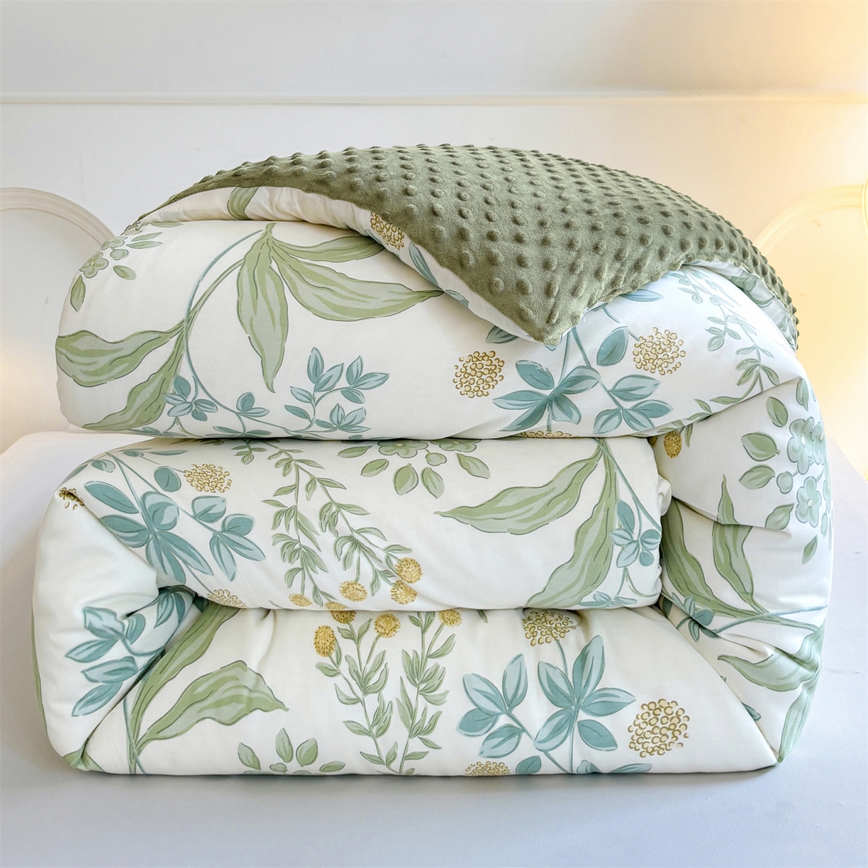 91家纺网 家纺一手货源 找家纺 小石头家纺 2025新款A类全棉纯棉印花豆豆绒大豆被冬被春秋被被子被芯 雅柔枝韵