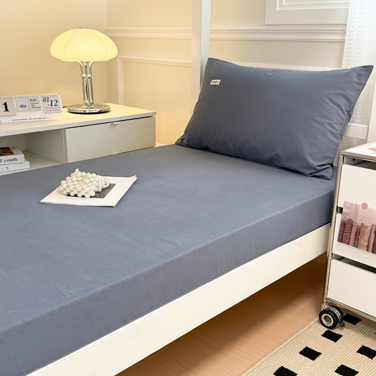 91家纺网 家纺一手货源 找家纺 （总）眠博士 2025新款纯色全棉纯棉磨毛学生床床笠单品床笠床笠单件