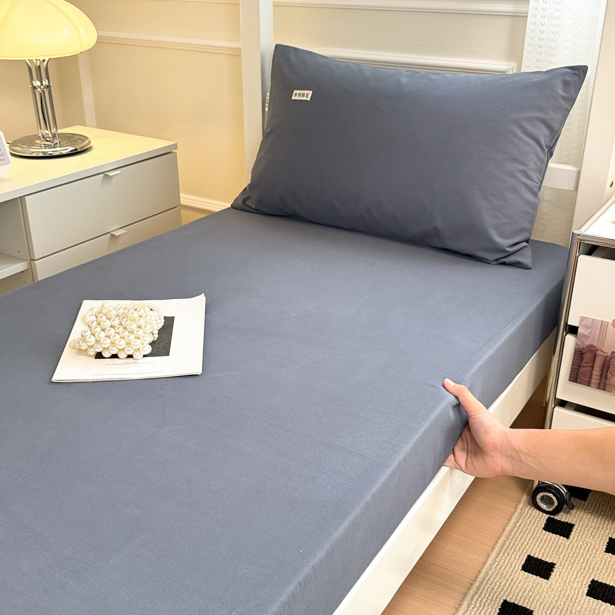 91家纺网 家纺一手货源 找家纺 （总）眠博士 2025新款纯色全棉纯棉磨毛学生床床笠单品床笠床笠单件