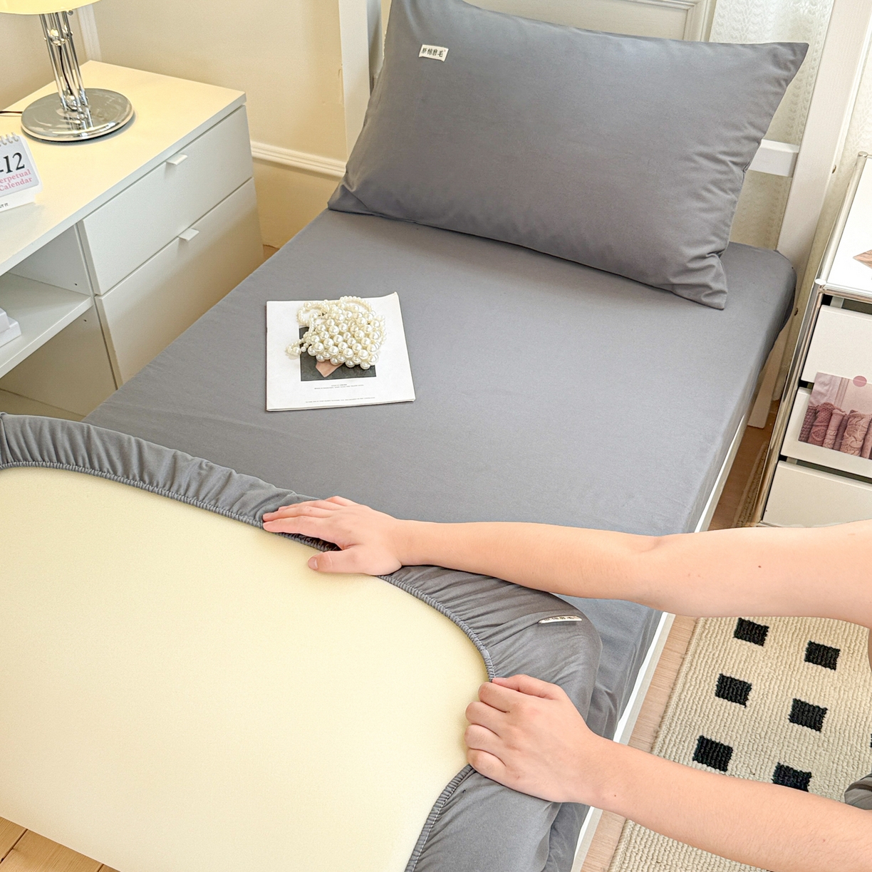 91家纺网 家纺一手货源 找家纺 （总）眠博士 2025新款纯色全棉纯棉磨毛学生床床笠单品床笠床笠单件