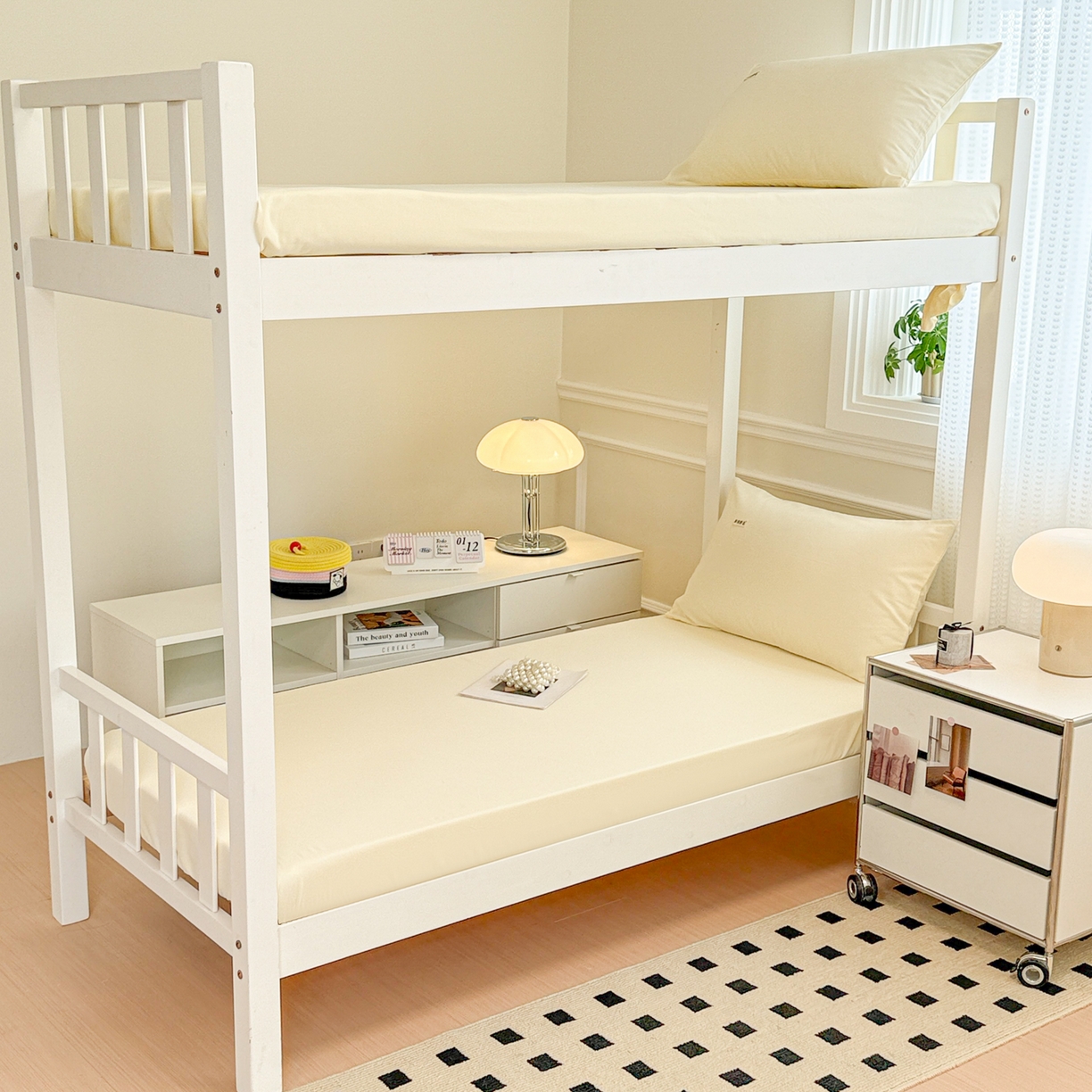 91家纺网 家纺一手货源 找家纺 眠博士 2025新款纯色全棉纯棉磨毛学生床床笠单品床笠床笠单件 磨毛床笠-陶瓷奶白