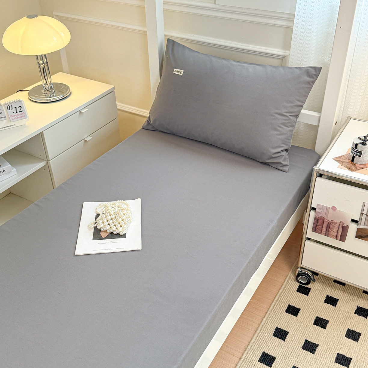 91家纺网 家纺一手货源 找家纺 眠博士 2025新款纯色全棉纯棉磨毛学生床床笠单品床笠床笠单件 磨毛床笠-陶瓷深灰