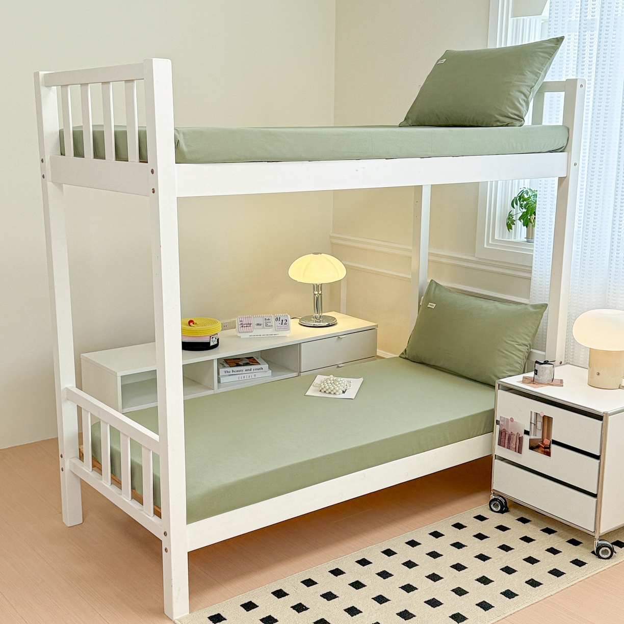 91家纺网 家纺一手货源 找家纺 眠博士 2025新款纯色全棉纯棉磨毛学生床床笠单品床笠床笠单件 磨毛床笠-陶瓷草绿