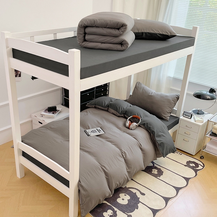 91家纺网 家纺一手货源 找家纺 （总）梦卓家纺 2025新款学生宿舍上下铺纯色水洗棉三件套