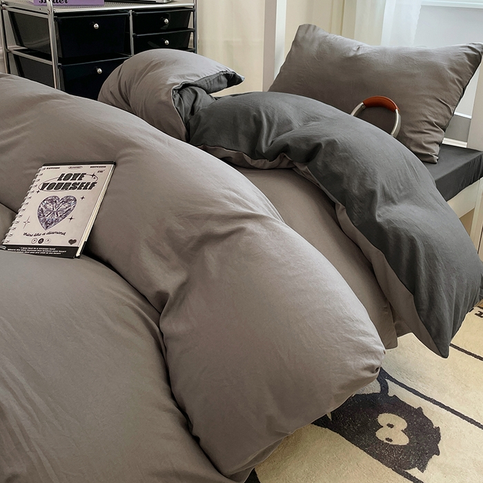 91家纺网 家纺一手货源 找家纺 （总）梦卓家纺 2025新款学生宿舍上下铺纯色水洗棉三件套