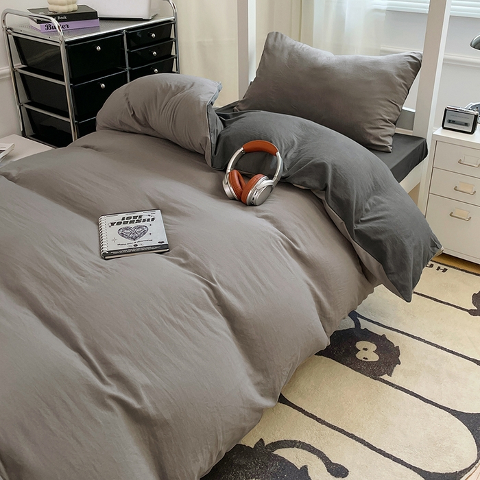 91家纺网 家纺一手货源 找家纺 （总）梦卓家纺 2025新款学生宿舍上下铺纯色水洗棉三件套