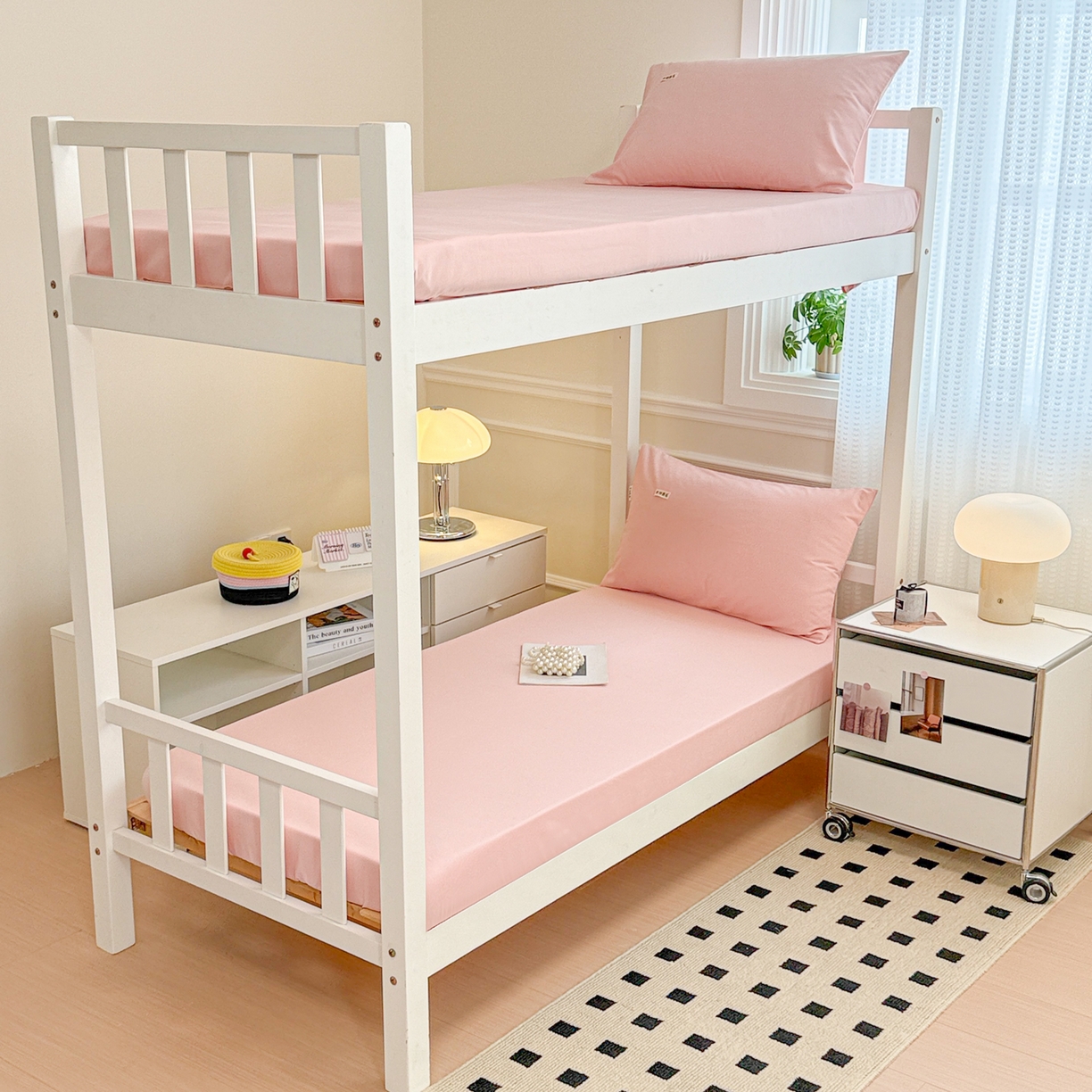 91家纺网 家纺一手货源 找家纺 眠博士 2025新款纯色全棉纯棉磨毛学生床床笠单品床笠床笠单件 磨毛床笠-陶瓷粉