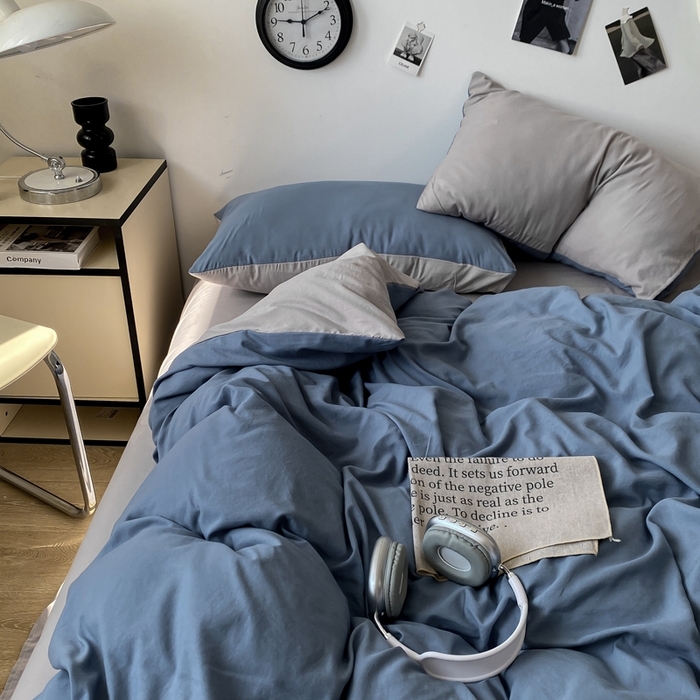 91家纺网 家纺一手货源 找家纺 （总）夜笙家纺 2025新款水洗棉纯色双拼四件套