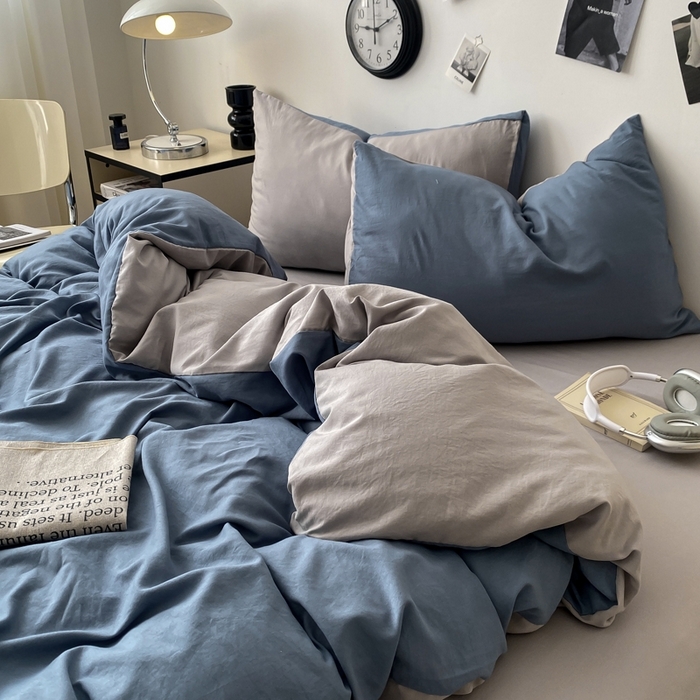 91家纺网 家纺一手货源 找家纺 （总）夜笙家纺 2025新款水洗棉纯色双拼四件套