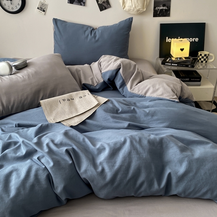 91家纺网 家纺一手货源 找家纺 （总）夜笙家纺 2025新款水洗棉纯色双拼四件套