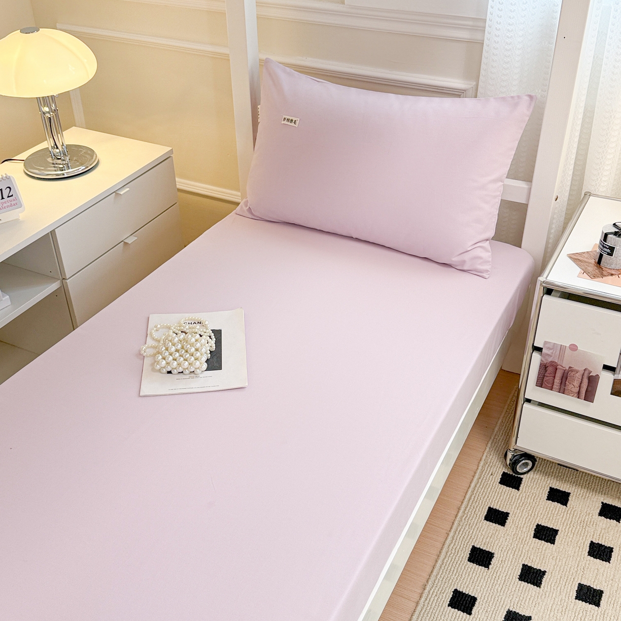 91家纺网 家纺一手货源 找家纺 眠博士 2025新款纯色全棉纯棉磨毛学生床床笠单品床笠床笠单件 磨毛床笠-陶瓷紫