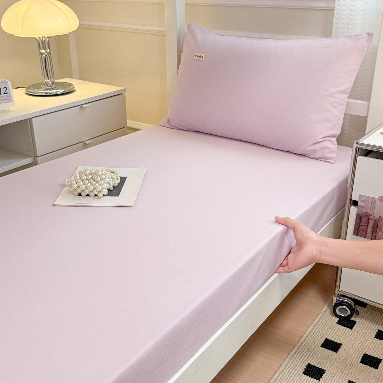 91家纺网 家纺一手货源 找家纺 眠博士 2025新款纯色全棉纯棉磨毛学生床床笠单品床笠床笠单件 磨毛床笠-陶瓷紫