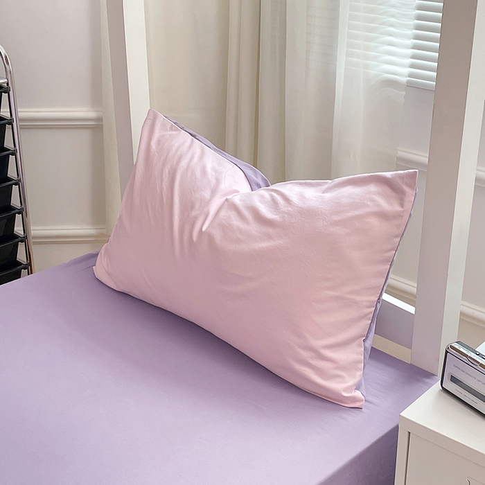 91家纺网 家纺一手货源 找家纺 梦卓家纺 2025新款学生宿舍上下铺纯色水洗棉三件套 粉果气泡