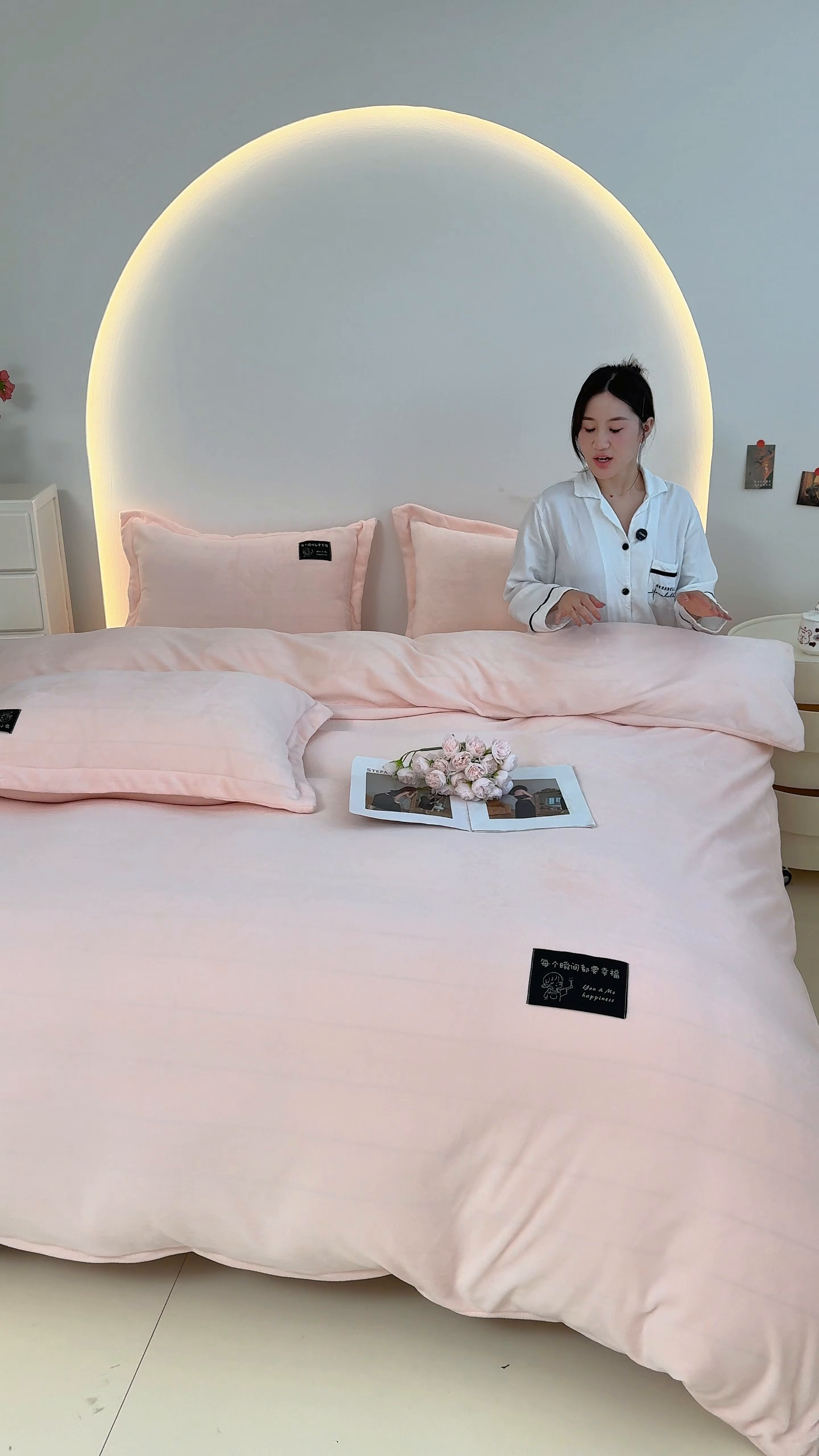 91家纺网 家纺一手货源 找家纺 莱越家纺 2025新款高克重牛奶绒纯色贴标款四件套（8斤重） 贴标-淡雅玉