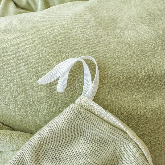 91家纺网 家纺一手货源 找家纺 莱越家纺 2025新款高克重牛奶绒纯色贴标款四件套（8斤重） 贴标-牛奶果绿